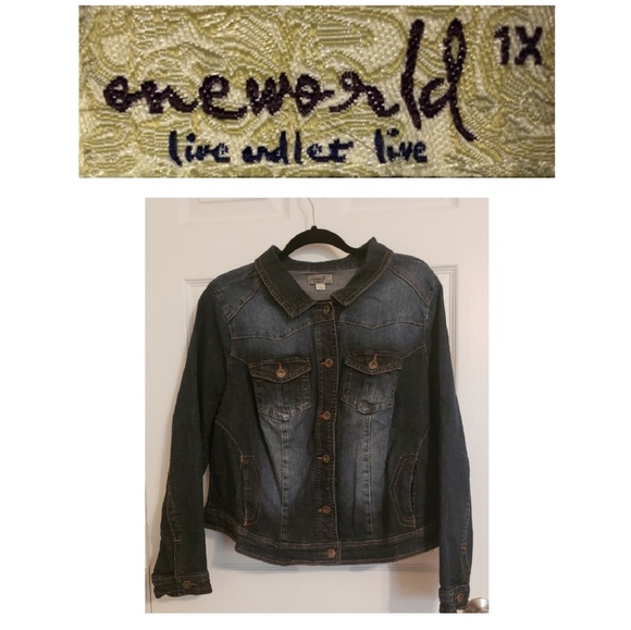 ONE WORLD Jackets & Blazers - One World Jean Jacket Button down Size 1X